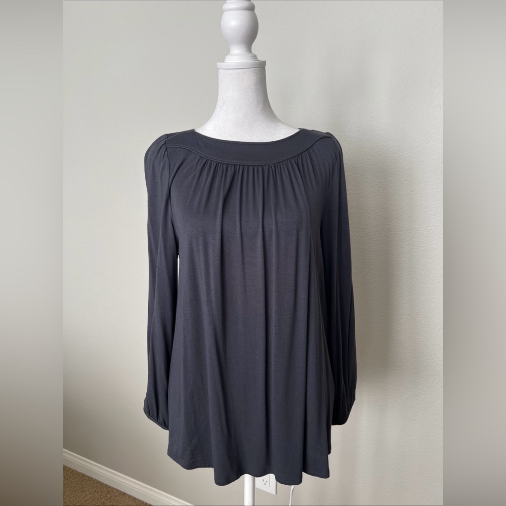 Cable & Gauge Dark Grey Long Sleeve Peasant Top Size Small